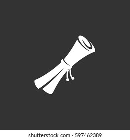 Scroll icon illustration isolated on black background. Scroll vector logo. Flat design style. Modern vector pictogram, sign, symbol for web graphics - stock vector