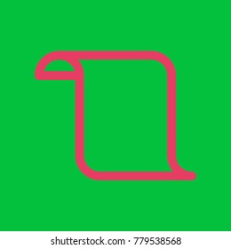 Scroll icon illustration. Vector. Paradise pink icon on dark pastel green background.
