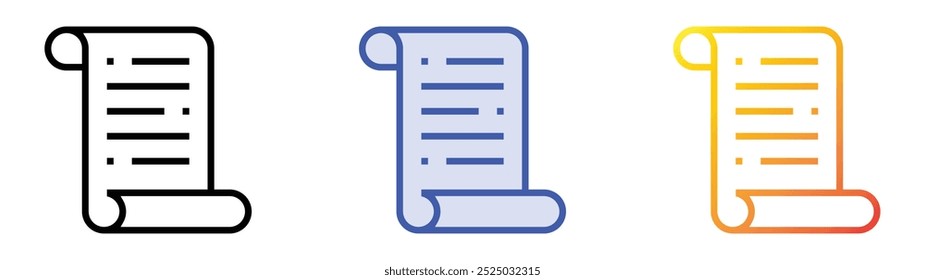 scroll icon. Linear, Blue Fill and Gradient Style Design Isolated On White Background