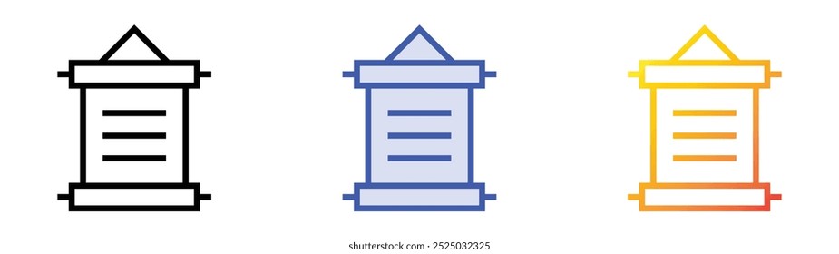 scroll icon. Linear, Blue Fill and Gradient Style Design Isolated On White Background