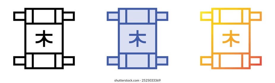 icono de desplazamiento. Lineal, relleno azul y diseño de estilo degradado aislado sobre fondo blanco