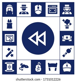 scroll icon set. 17 filled scroll icons.  Simple modern icons such as: Coif, Magic, Diploma, Rewind, Banner, Bladder pipe, Scroll, Magician, Mouse, Slider, Ribbon