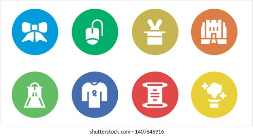 scroll icon set. 8 filled scroll icons.  Simple modern icons about  - Ribbon, Slider, Mouse, Magician, Scroll, Medieval, Magic