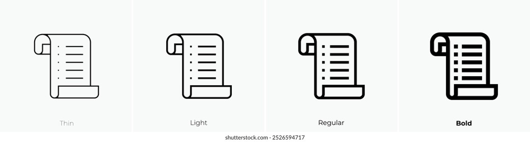 scroll icon. Thin, Light Regular And Bold style design isolated on white background