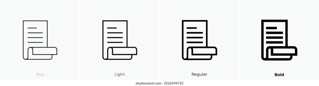 ícone de rolagem. Design fino, leve, regular e negrito, isolado no fundo branco