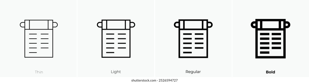 scroll icon. Thin, Light Regular And Bold style design isolated on white background