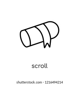 scroll icon. Trendy modern flat linear vector scroll icon on white background from thin line collection, outline vector illustration