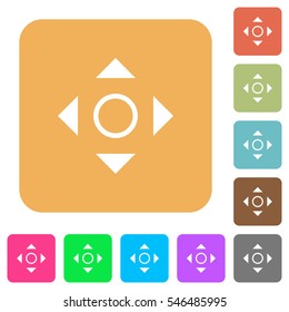 Scroll icons on rounded square vivid color backgrounds.