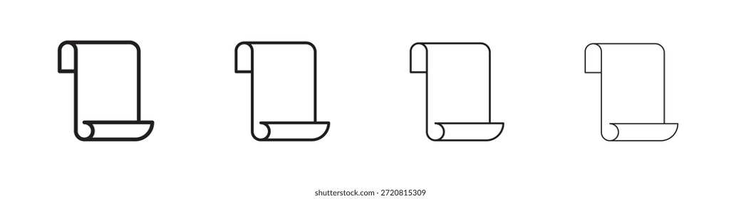 Scroll icons outline black vector design. Line with editable stroke.