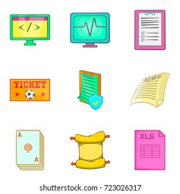 Scroll icons set. Cartoon set of 9 scroll vector icons for web isolated on white background