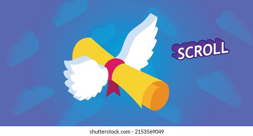 Scroll isometric design icon. Vector web illustration. 3d colorful concept