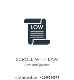 Scroll with law icon vector. Trendy flat scroll with law icon from law and justice collection isolated on white background. Vector illustration can be used for web and mobile graphic design, logo, 