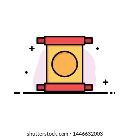 Scroll, Letter, China, Chinese  Business Flat Line Filled Icon Vector Banner Template