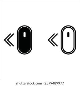 Scroll mouse direction icon set. Scrolling arrow cursor symbol to the left. Computer mouse vector illustration isolated.