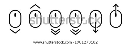 Scroll mouse icon collection. Scroll down and up line icons set. Scrolling outline vector symbol. Vector illustration.