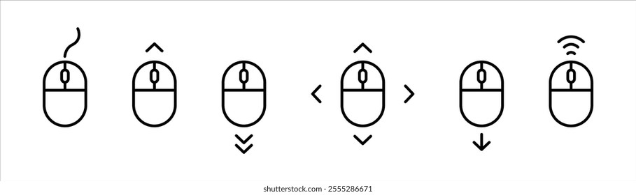 Scroll mouse icon. Scrolling mouse cursor symbol. Cursor navigation icons. Vector outline icons