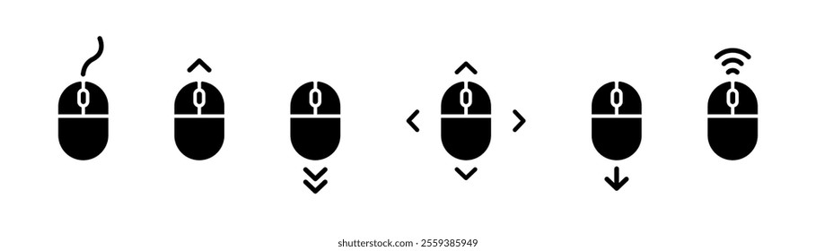 Scroll mouse icon. Scrolling mouse cursor symbol. Cursor navigation icons. Vector icons