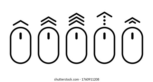 scroll mouse icon vector. arrow up down web button. website pc click. page over flat shape. on white background. internet website illustration. 