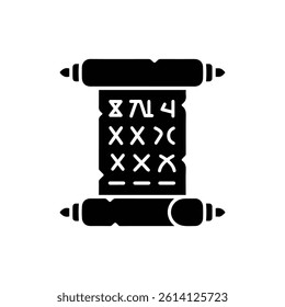 Scroll with Old Languages Symbols Minimal Black Icon
