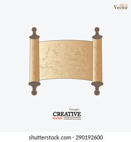 Scroll of old parchment with decorative ornament.roll old paper.vector illustration.

