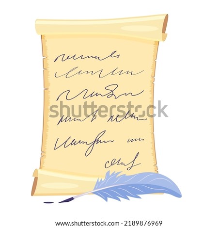 Scroll of old parchment with text. Ancient manuscript.