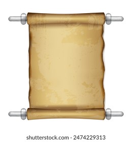 Scroll on wooden holders. Vector illustration