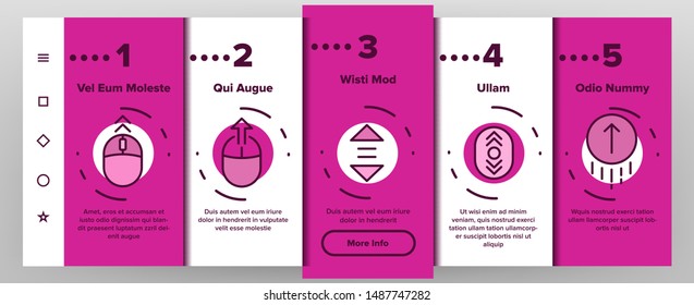 Scroll Onboarding Mobile App Page Screen Icons Set Vector. Illustration