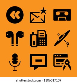 scroll, online, musical, support, stop and man icon vector set. Flat vector design with filled icons. Designed for web and software interfaces