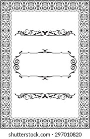 Scroll ornane ornament art border is on white