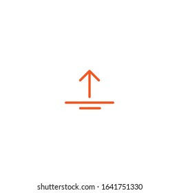 scroll the page or swipe up pictogram. red thin rounded arrow up   icon. swipe up button.  Isolated on white. Upload icon.  Upgrade sign. North pointing arrow.