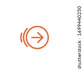 scroll the page or swipe to the right pictogram. red thin right arrow in circle  icon. swipe up button.  Isolated on white. Upload icon.  Upgrade sign. North pointing arrow.