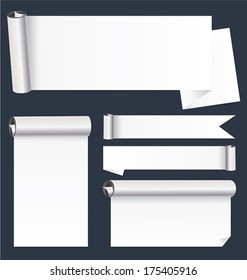 Scroll paper banners background in white texture.