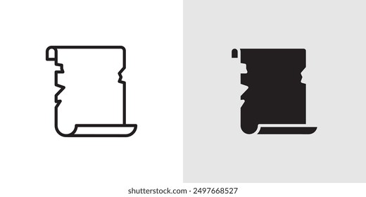 Scroll-Papier-Symbol Schwarze Linie Kunst Vektor Logo-Set