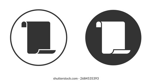 Rolar o ícone de papel na horizontal. Símbolo de sinal de vetor isolado da ilustração