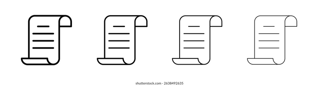 Scroll paper icon Outline sign symbol set