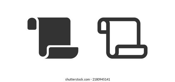 Scroll paper icon. Parchment web symbol. Papyrus outline sign in vector flat style.