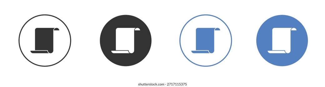 Conjunto de pictogramas de icono de papel de desplazamiento. Diseños de iconos de Vector