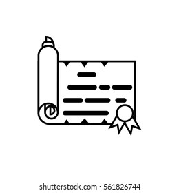 Scroll paper icon a stamp. Document symbol vector illustration for web, mobile and infographics