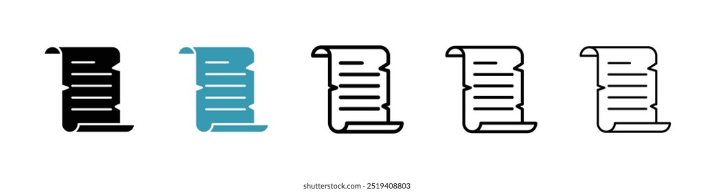 Ícone de papel de rolagem ícone de vetor definido. EPS 10