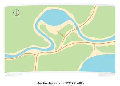 Scroll of paper with a map of the area.