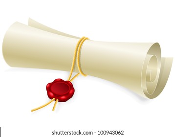 Scroll paper with seal of sealing wax