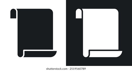 Scroll paperline vector icon set in solid and outline style.