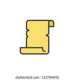 Scroll papyrus paper filled outline icon, line vector sign, linear colorful pictogram isolated on white. Parchment symbol, logo illustration. Pixel perfect vector graphics
