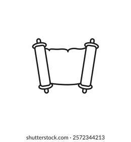 Scroll papyrus paper icon Vector flat thin line illustration