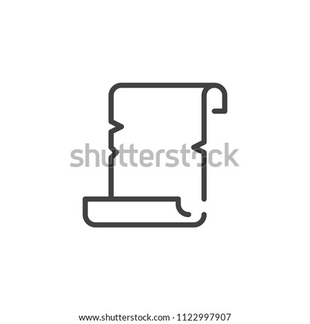 Scroll papyrus paper outline icon. linear style sign for mobile concept and web design. Parchment simple line vector icon. Symbol, logo illustration. Pixel perfect vector graphics