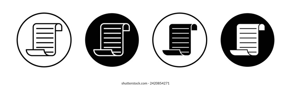Scroll Papyrus Paper Vector Line Icon Illustration.