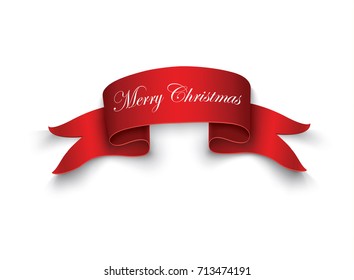 Scroll Red, Merry Christmas, realistic, paper banners. Vector illustration.