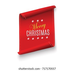 Scroll Red, Merry Christmas, realistic, paper banners. Vector illustration.wrapped paper.