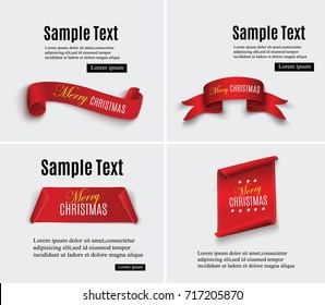 Scroll Red, Merry Christmas, realistic, paper banners. Vector illustration.