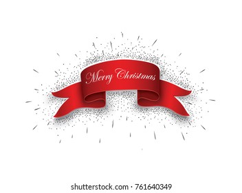 Scroll Red, Merry Christmas, realistic, paper banners. Vector illustration.